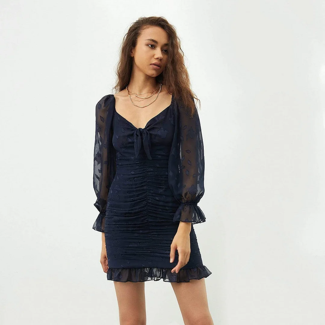 Regina Midnight Blue Ruched Mini Dress