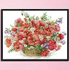 Poppy Flower Basket - 2 strands 14CT Stamped Cross Stitch  48*37cm(Brand)