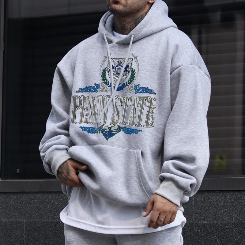 Men's Fashion 'pann State' Logo Print Casual Sweatshirt