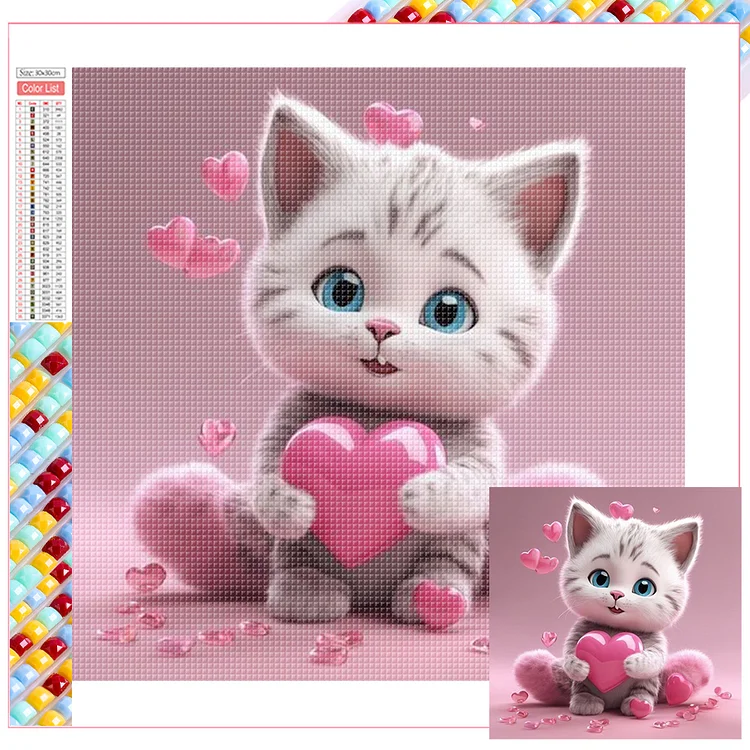 Valentine's Day Love Cat 30*30CM (Canvas) Full Square Drill Diamond Painting gbfke