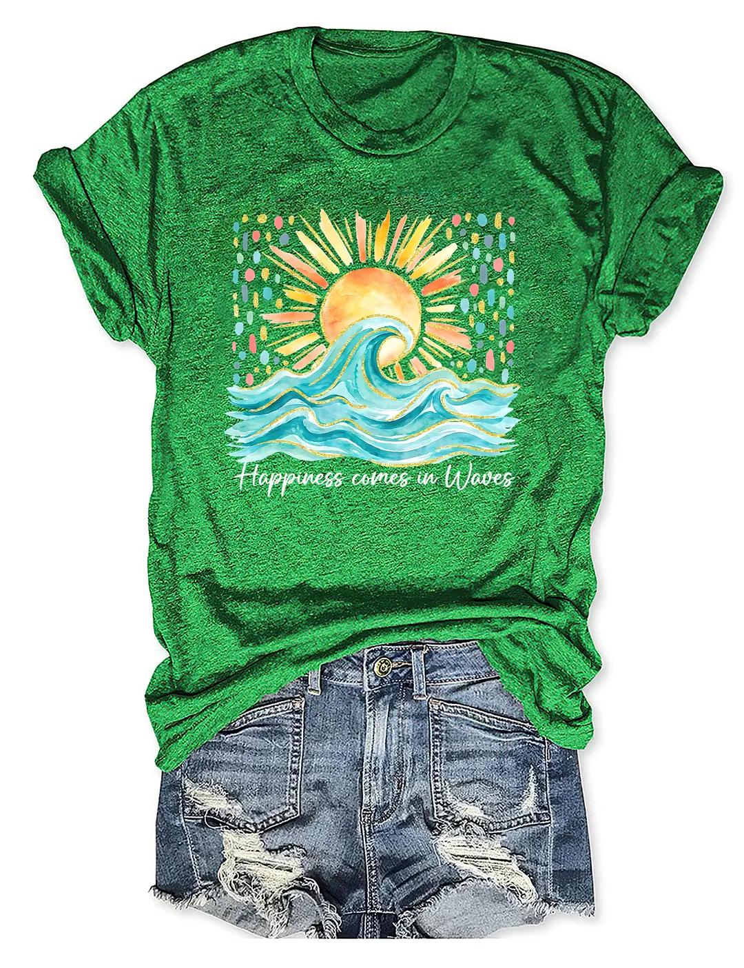 Happiness Comes In Waves Summer Beach T-shirt