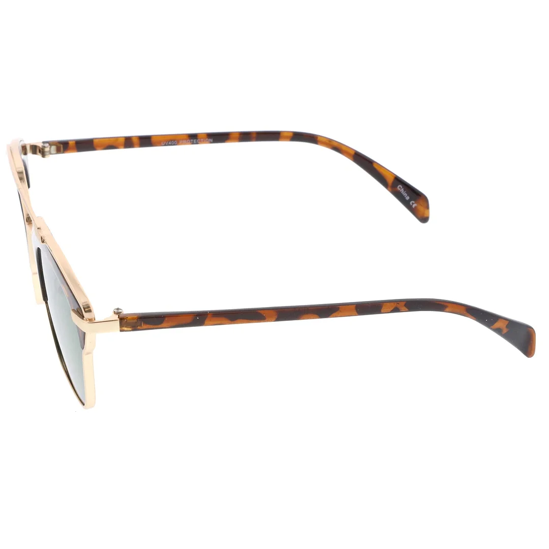 High Fashion Two-Toned Pantos Crossbar Neutral-Colored Lens Aviator glasses 52mm