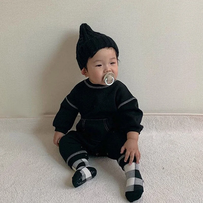 MILANCEl 2021 Autumn Winter Baby Clothes  Solid Cotton Toddler Boys Jumpsuits Korean style Baby Romper