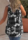 Plus Size Floral Print Wide Strap Curved Hem Casual Tank Top