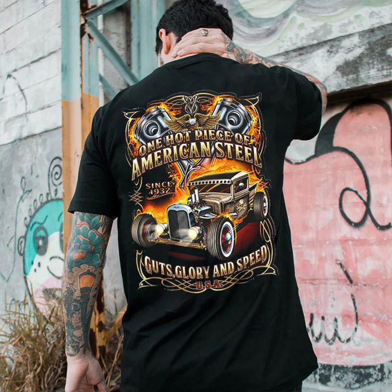 ONE HOT PIECE OF AMERICAN STEEL Classic Car Print Men's T-shirt