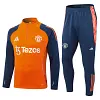 2024/2025 Manchester United Half-Pull Training Suit Orange Football Shirt 1:1 Thai Quality Set love fball
