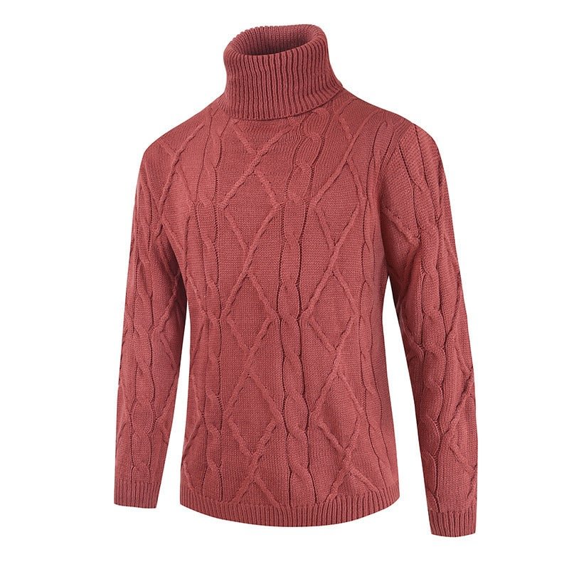 High Neck Loose Solid Color Men's Sweater | EGEMISS