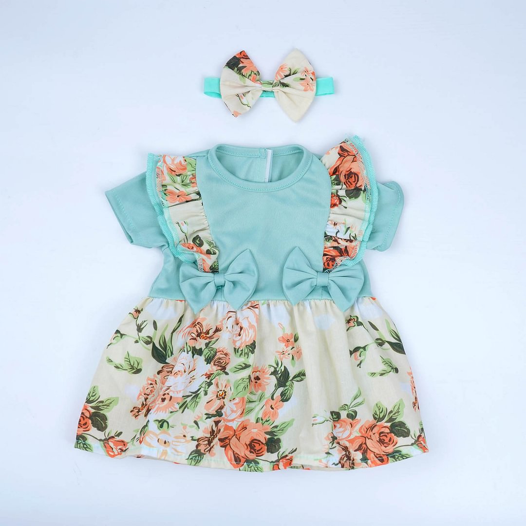 Blue floral dress two-piece set for 20-22inch reborn baby dolls