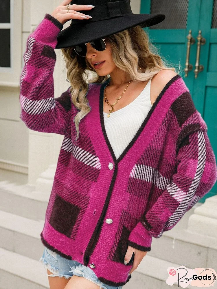 Autumn Winter Knitted Cardigan Women's Plush Stitched Sweater Street Trendsetter Long Sleeved Jacket Cropped Cardigan Sweaters