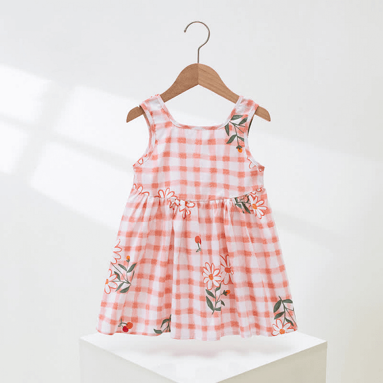 Toddler Girl Floral Plaid Sleeveless Dress