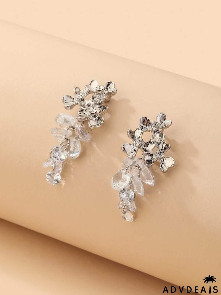 Flower Decor Drop Earrings