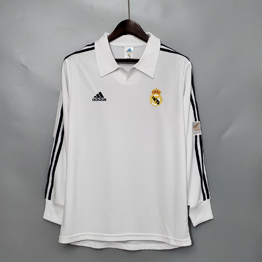 Retro 2001/2002 Real Madrid Home Long Sleeve Football Shirt Thai Quality