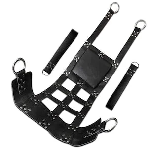 pornhint Pornhint Handcrafted Genuine Leather Web Sex Sling, Leather Sex Swing with Stirrups, Heavy Duty Bondage Sling, Submissive, Adult Chair, BDSM Hammock
