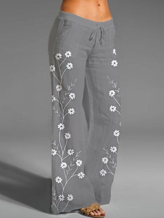 Women's Floral Print Casual Cotton Pants