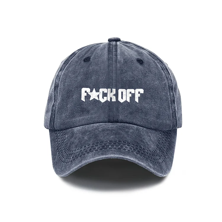 Unisex Distressed Washed Cotton F Ck Off Graphic Baseball Cap SOPULA