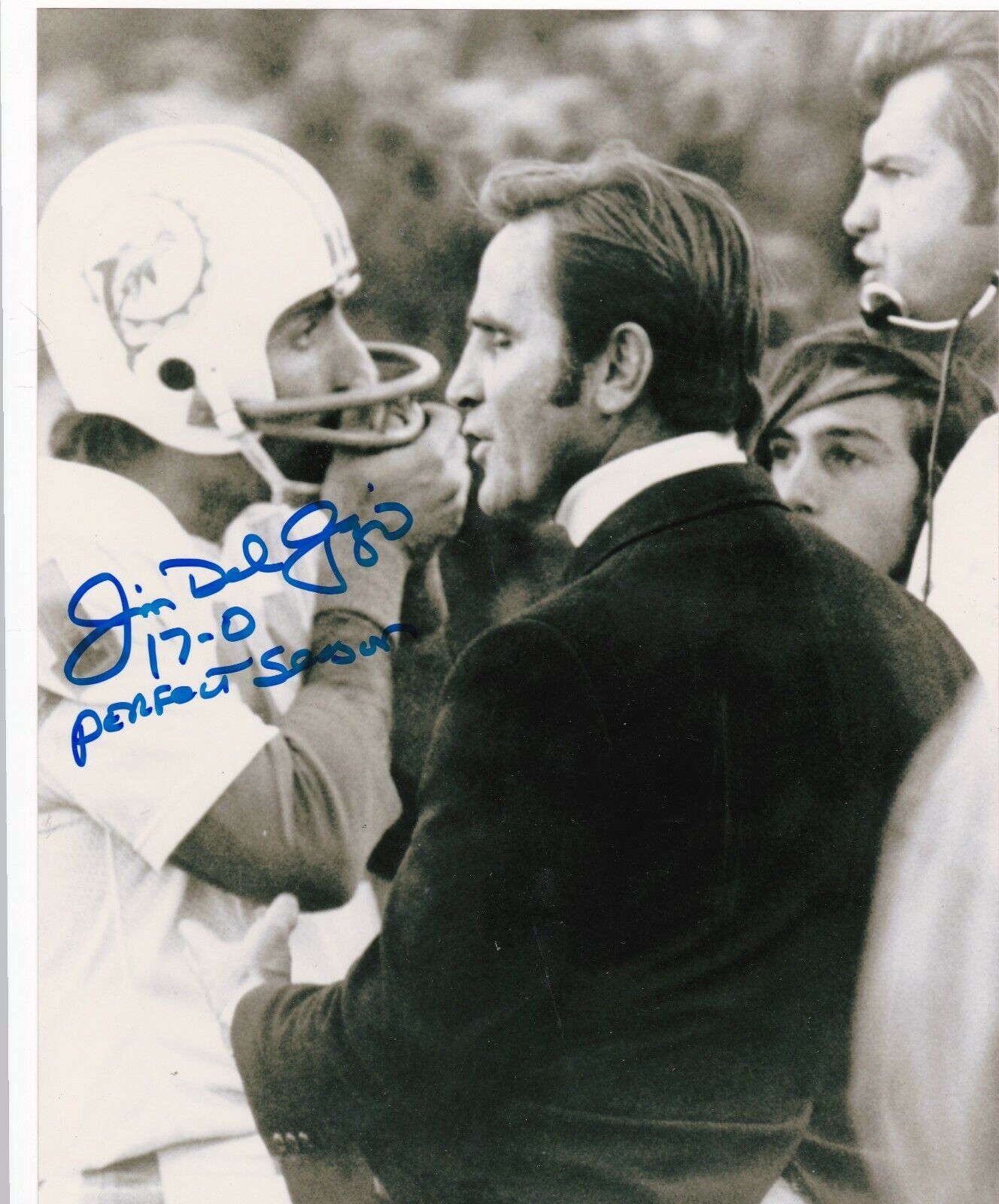 JIM DEL GAIZO MIAMI DOLPHINS 17-0 PERFECT SEASON ACTION SIGNED 8X10