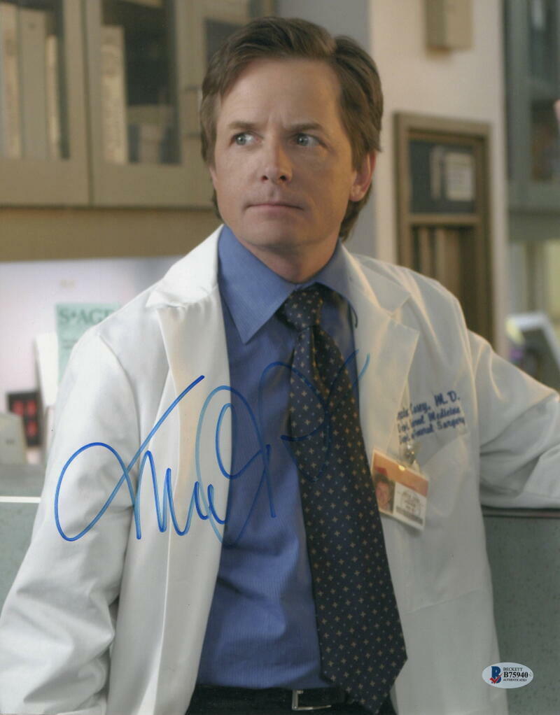 MICHAEL J FOX SIGNED AUTOGRAPH 11x14 Photo Poster painting - MARTY BACK TO THE FUTURE O BECKETT