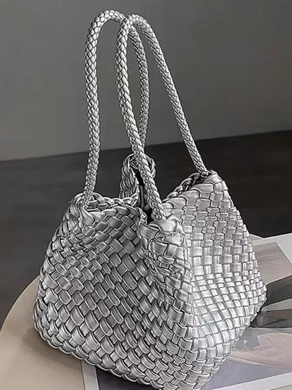 Woven Split-Joint Solid Color Handbags Bags