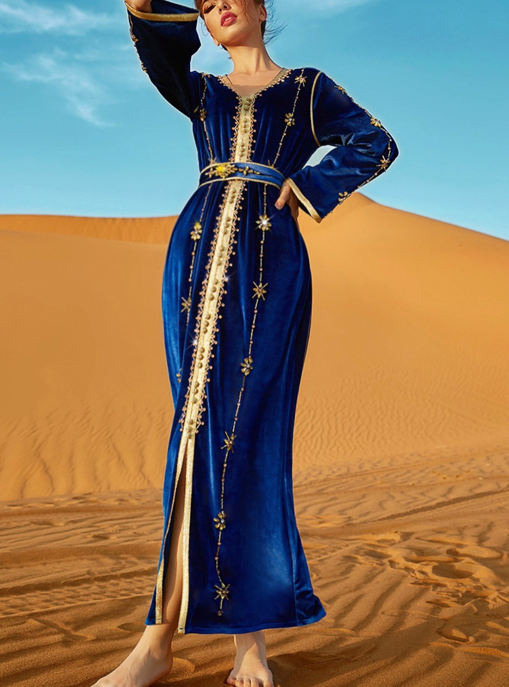 Women's Floral Sewn Diamond Elegant Dress | Oxredo Shop Ramadan Sale