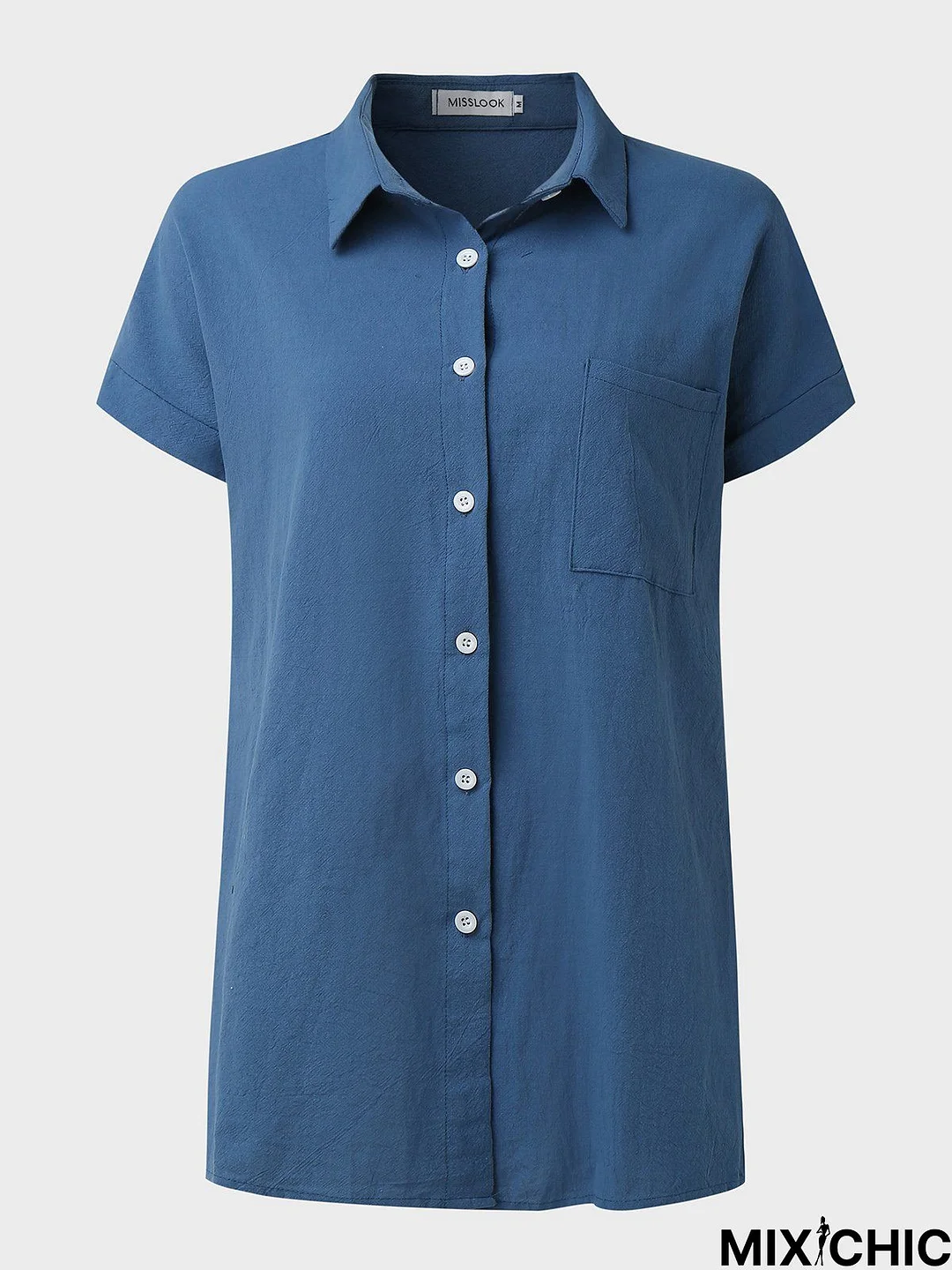 Short Sleeve Casual Cotton-Blend Shirts & Tops