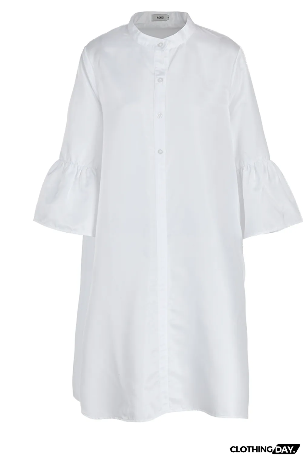 White Casual Solid Flounce O Neck Cake Skirt Dresses