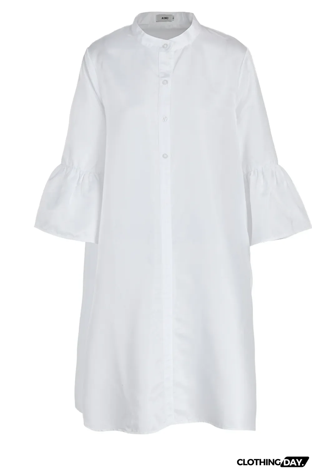 White Casual Solid Flounce O Neck Cake Skirt Dresses