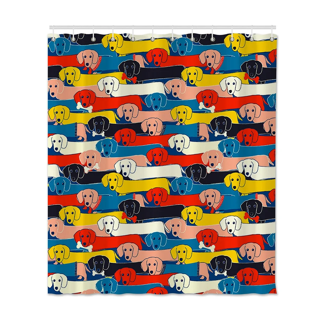 Cartoon Shower Curtain Printed Dachshund Waterproof Polyester Bathroom Shower Curtain Animals Bathroom Shower Curtain With Hooks