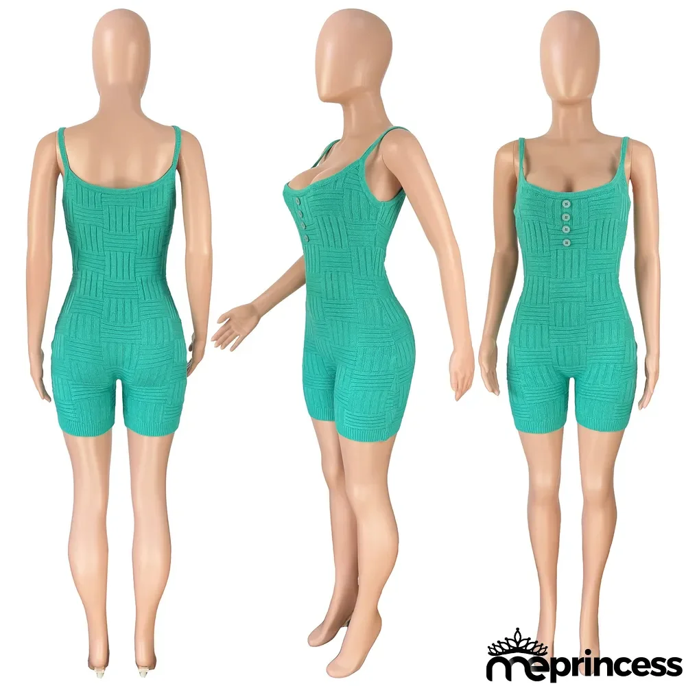 Women's Fashion Sports Knitting Sling Rompers