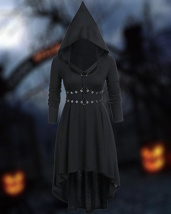Punk Dark Tie Long Sleeve Dress