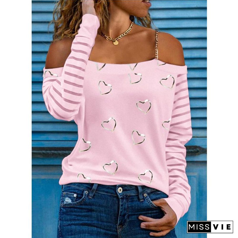 Heart Pattern Chain Shoulder Strap Top