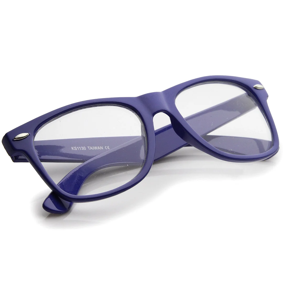 Retro Wide Temple Clear Lens Horn Rimmed Eyeglasses 54mm
