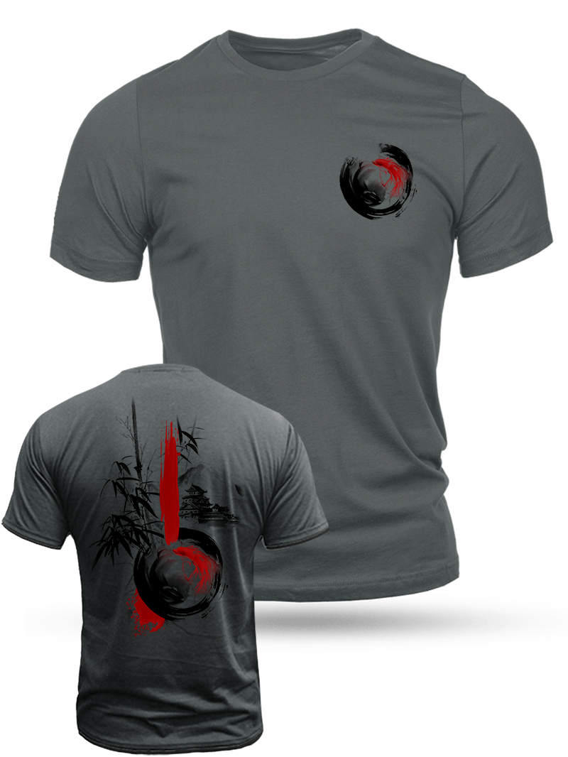 Men's Ink Goldfish Landscape Print Casual Short Sleeve T-shirt