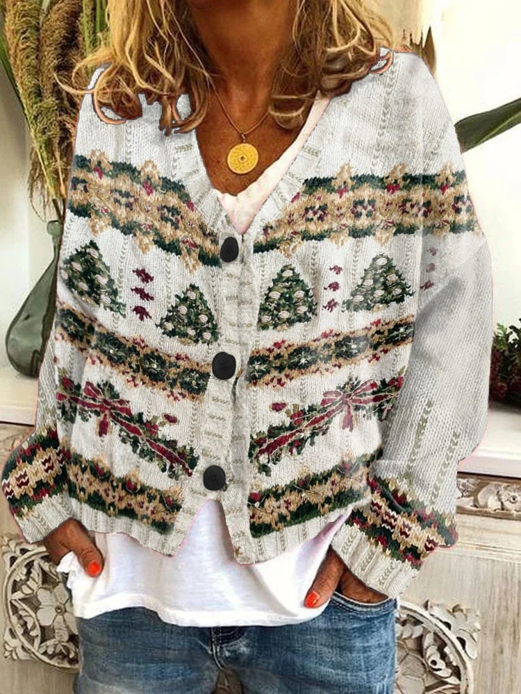Women's Vintage Ugly Christmas Knit Cardigan