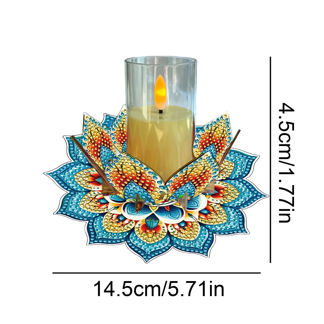 Mandala Lotus-K Acrylic DIY Diamond Painting Candle Holders Without Candles Crystal Painting Tealight Candle Stand Table Centerpiece for Adults Beginners Home Party Decor