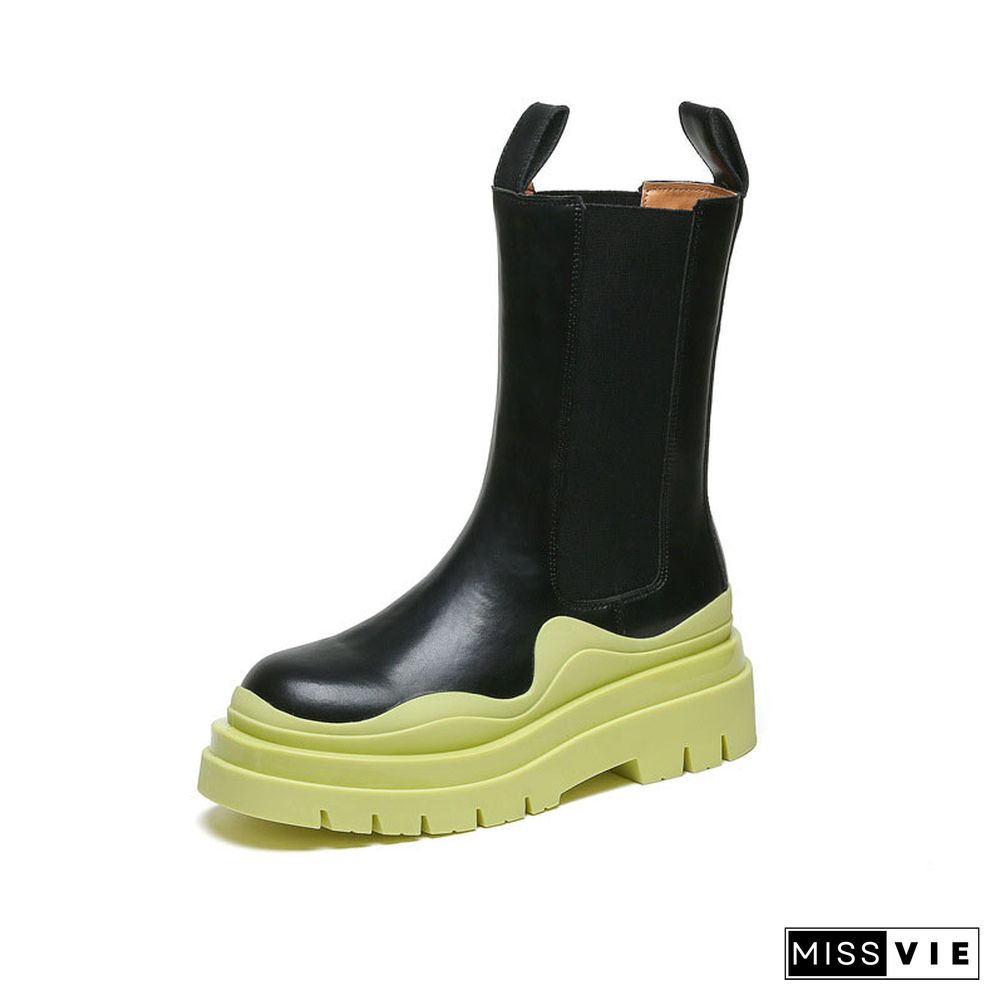 Slip-On Colorblock Platform Boots