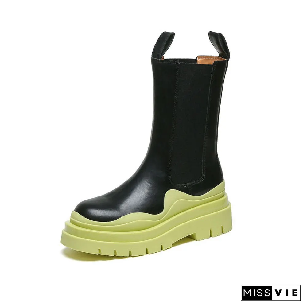 Slip-On Colorblock Platform Boots
