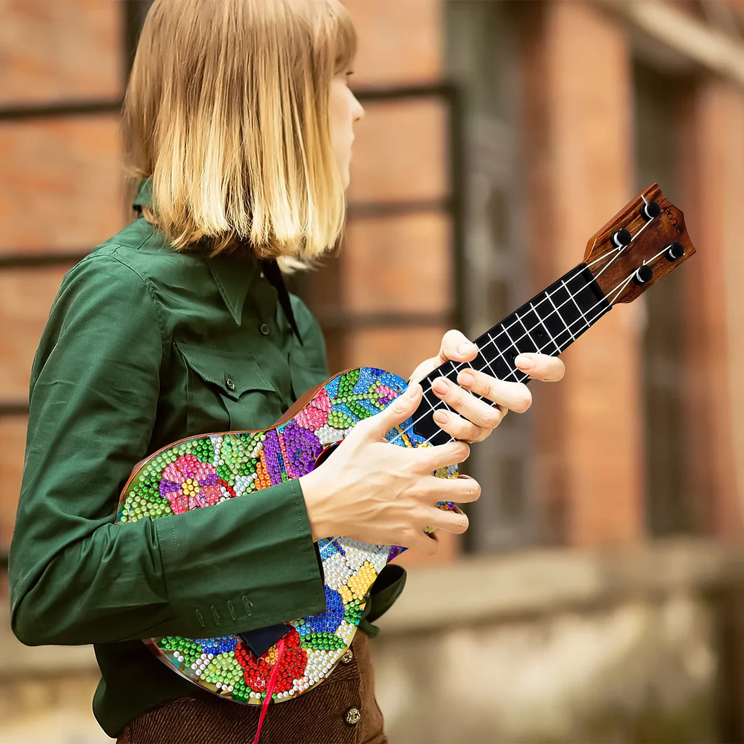 DIY Wooden Guitar Diamond Art Ornament Unique Gifts for Musicians (Hummingbird)