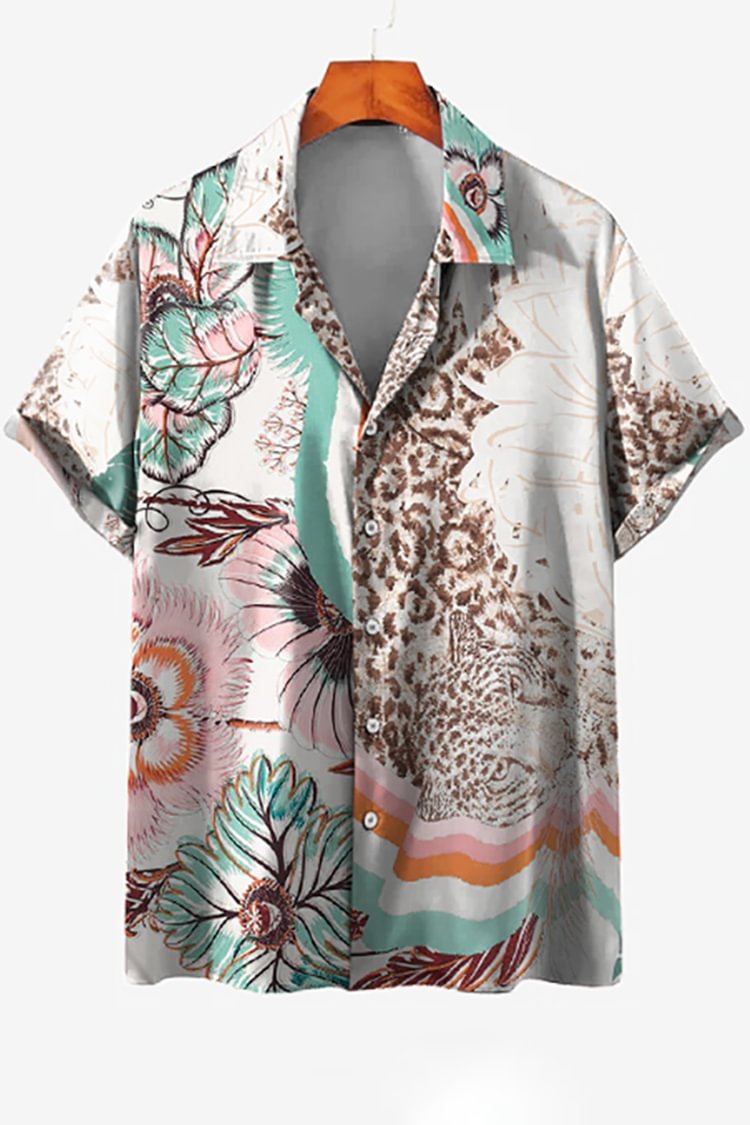 Trendy Botanical Print Shirt
