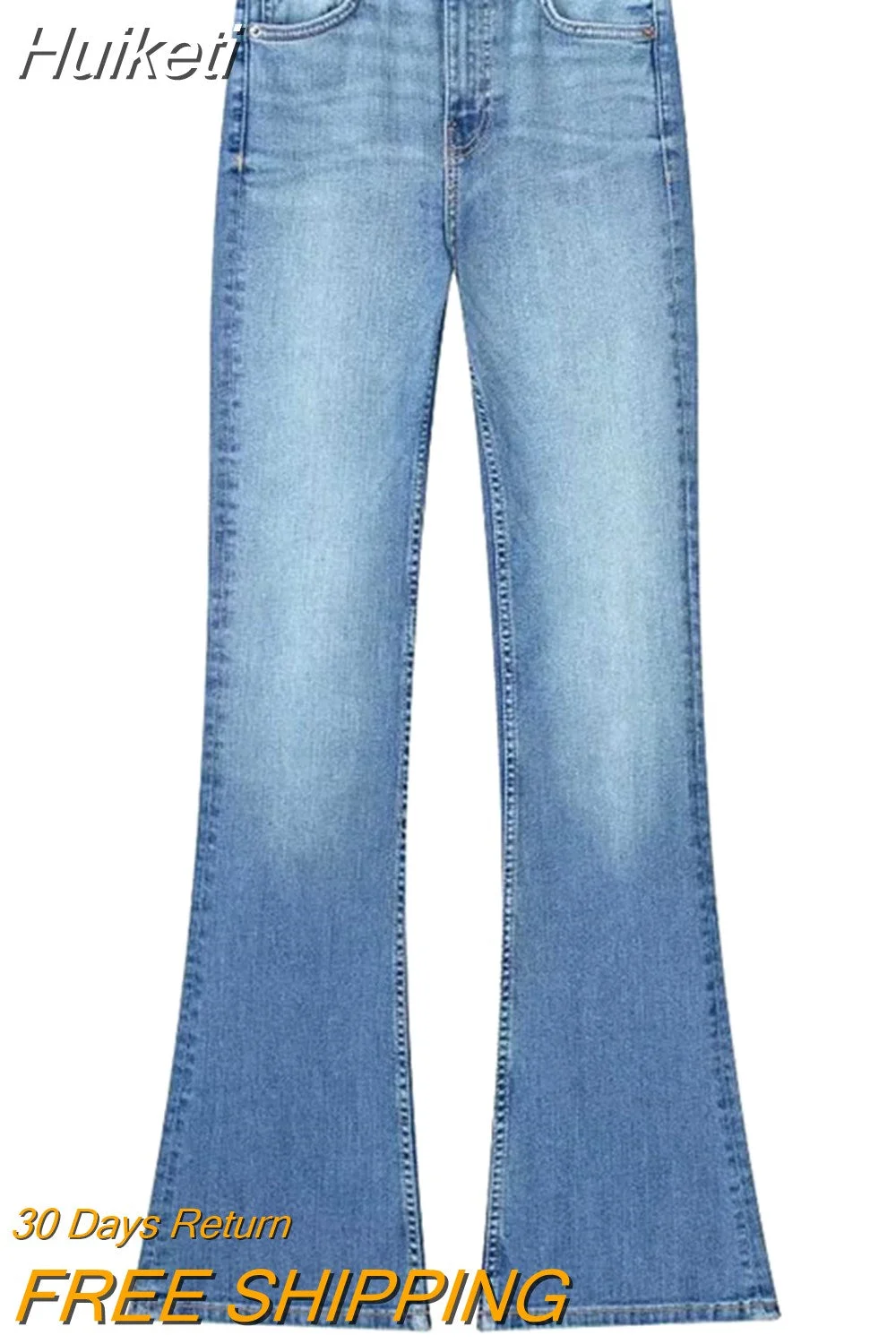 Huiketi 2023 Women Fashion Y2k Denim Jeans Solid Slim Long Pants Woman Vintage Versatile Commute Office Lady Mujer Boot Cut Pant