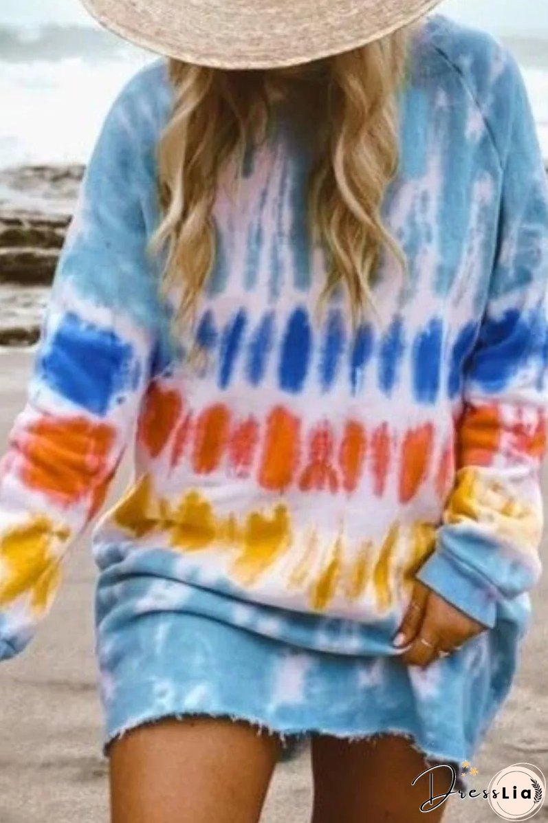 Tie-dye Blue Mini Dress(4 Colors)