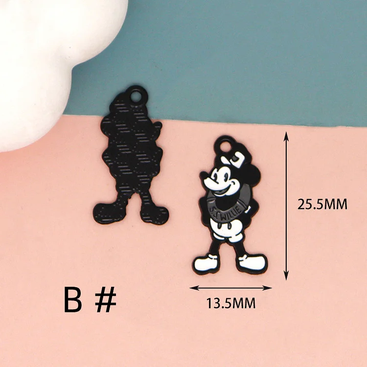  10/30pcs Cartoon Animal Mickey Charm Black Plated Anime Mickey Mouse Charms Enamel Charm Pendant Bracelet DIY Earring Necklace Key Chain Jewelry Accessories