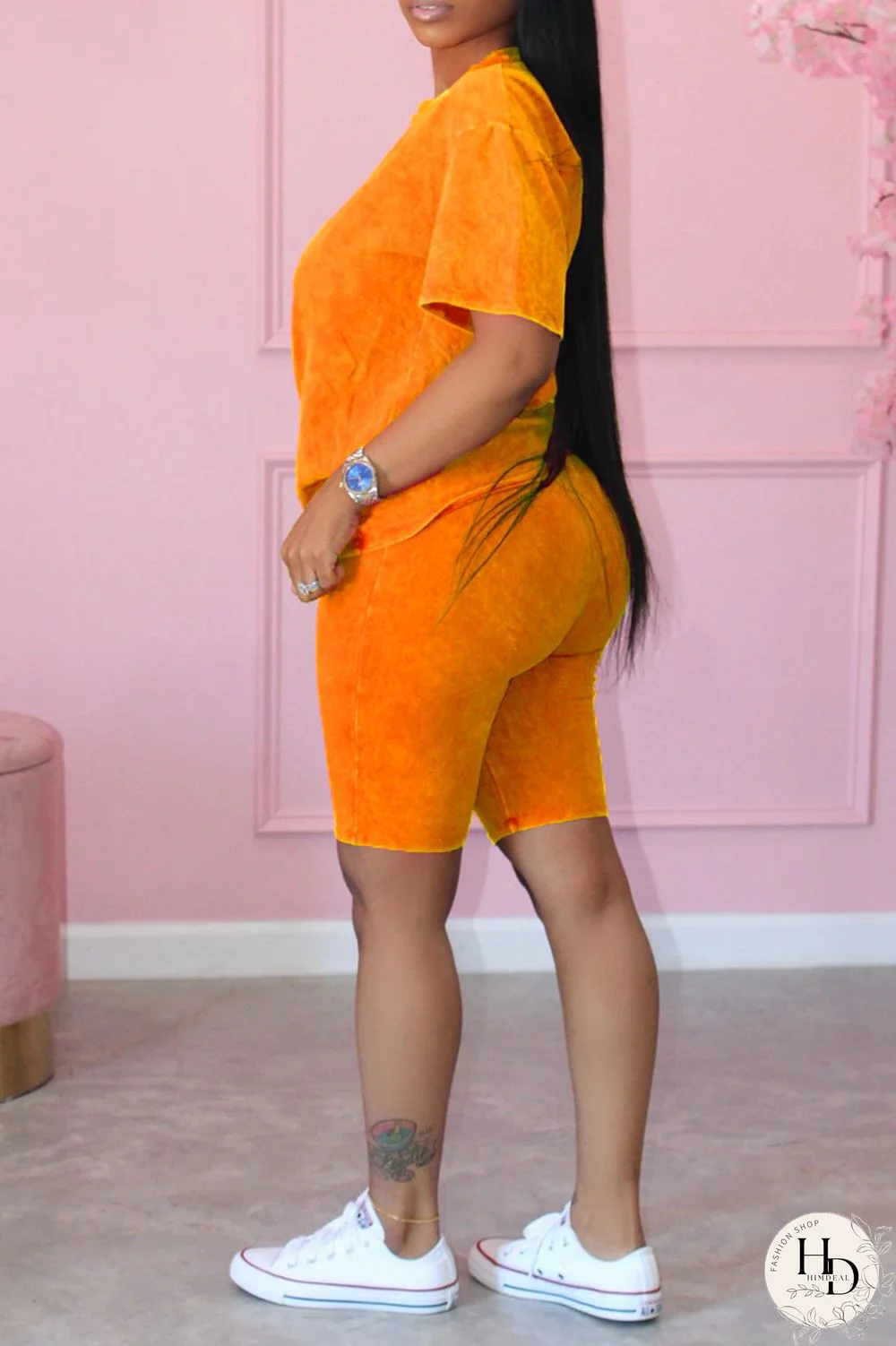 Black Casual Print Patchwork O Neck Short Sleeve Two Pieces