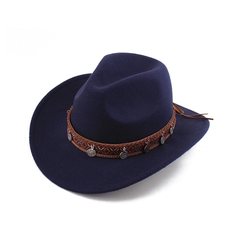 Spring And Summer Style Woolen Cloth Cowboy Hat Men And Women Couples Ethnic Style Roll-up Hat Sunshade Hat Jazz Hat