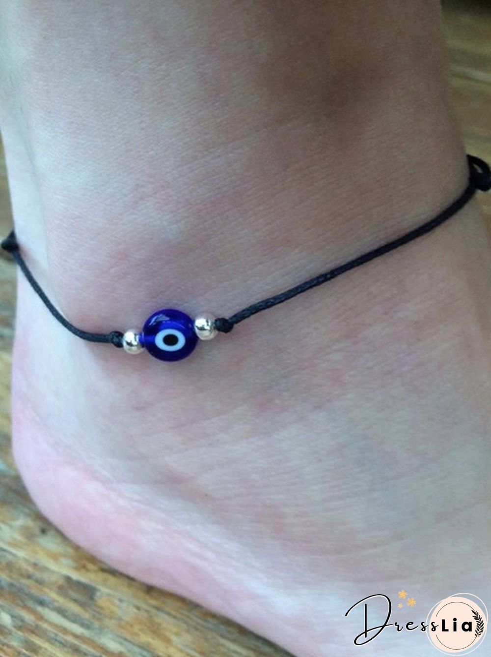 2Pcs/Set Evil Eye Handmade Black Rope Beaded,Ankle,Bracelet,necklace Set