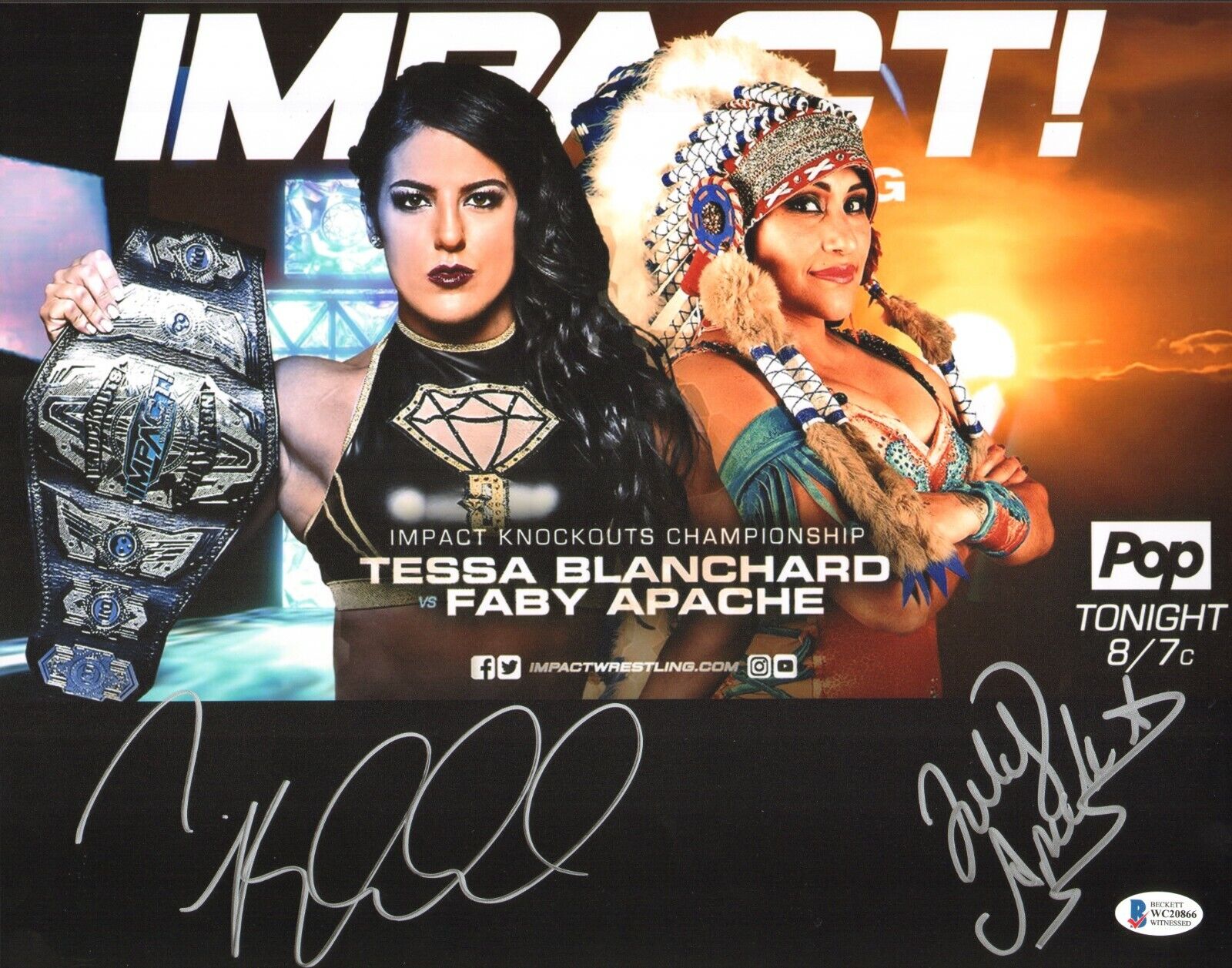 Tessa Blanchard & Faby Apache Signed 11x14 Photo Poster painting BAS COA Impact Wrestling AAA