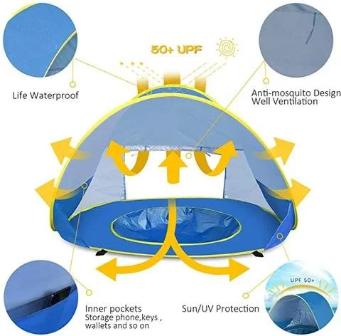 Pop-Up-UV-Schutz-Baby-Strandzelt mit faltbarem Pool