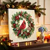 Christmas DIY Special Shape Diamond Painting Pearl Art With Inner Frame Kit 25x25cm(Wreath-wearing Cardinal)