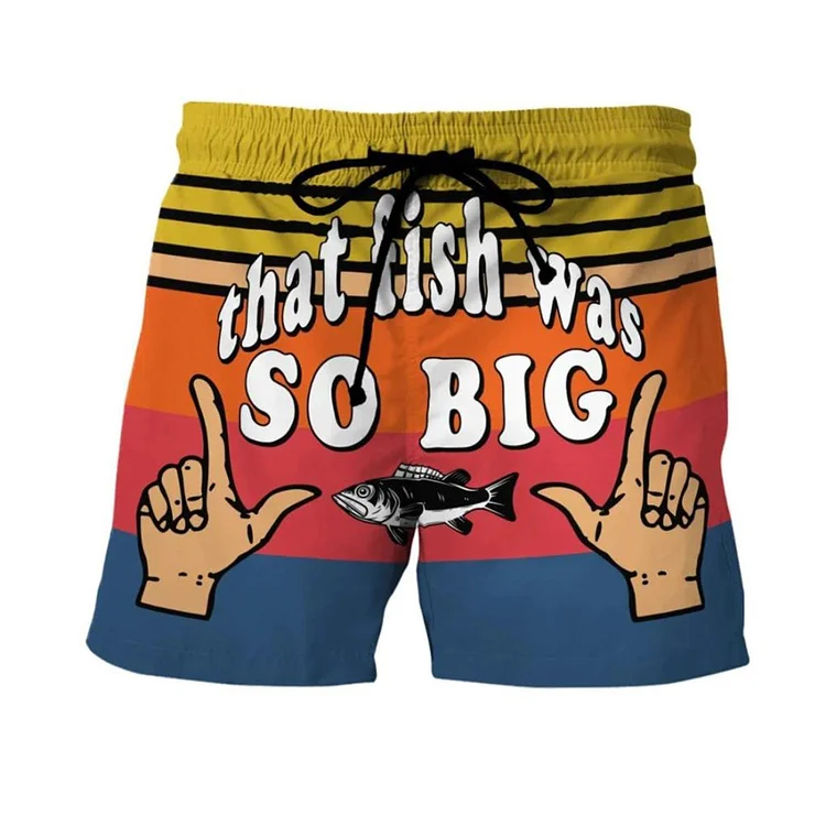 That Fish Was So Big Men's Beach Shorts-Annaletters