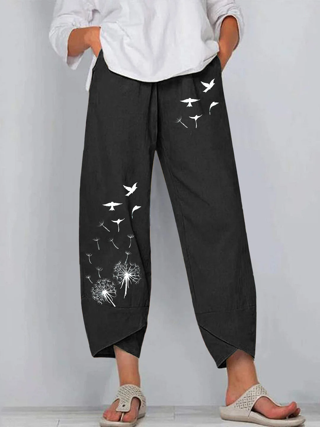 Women's Summer Casual Loose Graphic Printed Wide Leg Pants Casual Pants
