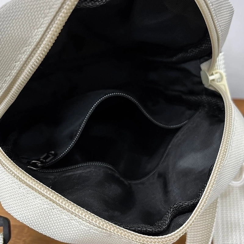 Men’s Nylon Solid Color Streetwear Square Zipper Shoulder Bag